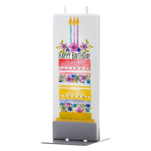 Happy Birthday Layered Cake Flatyz kézimunkával készült gyertya ajándék csomag fém tartótalppal