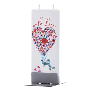 Love Bird with Floral Heart Flatyz kézimunkával készült gyertya ajándék csomag fém tartótalppal