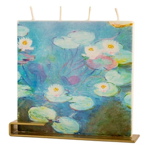 Claude Monet - Water Lilies Pink Flatyz kézimunkával készült gyertya ajándék csomag fém tartótalppal