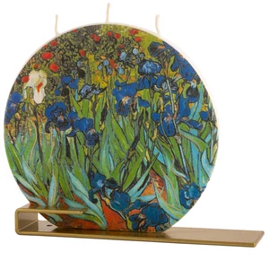 Vincent van Gogh - Irises Flatyz kézimunkával készült gyertya ajándék csomag fém tartótalppal