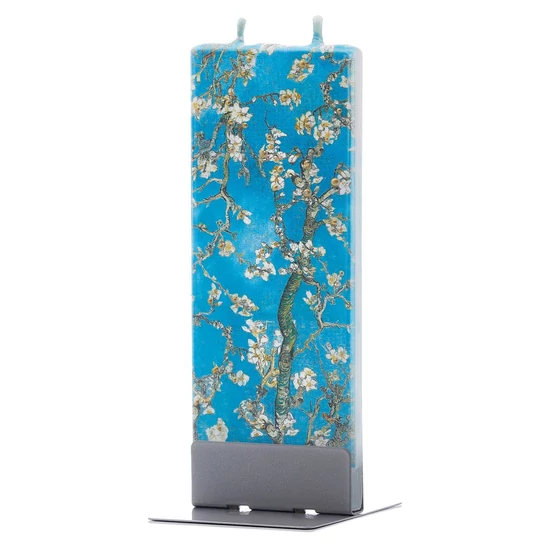 Van Gogh - Almond Blossom Flatyz kézimunkával készült gyertya ajándék csomag fém tartótalppal