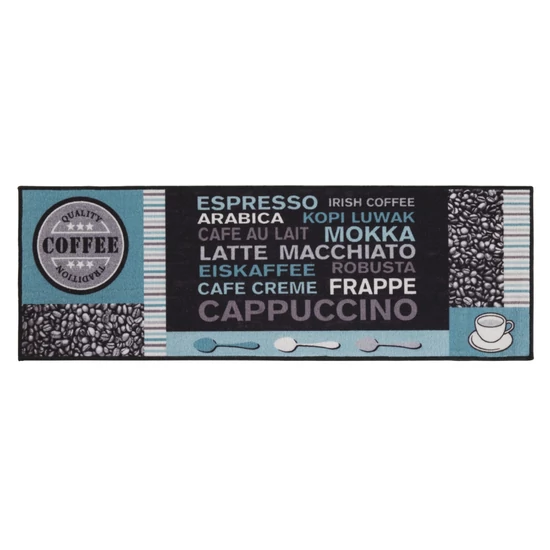 Cafe crema kék konyhai futószőnyeg 50x150 cm