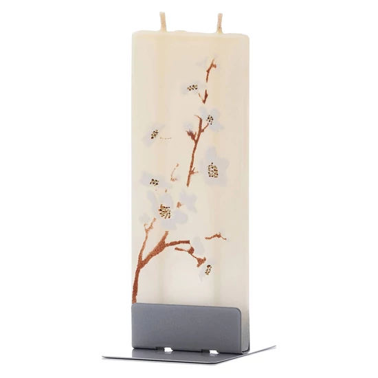 Cherry flower white Flatyz kézimunkával készült gyertya ajándék csomag fém tartótalppal