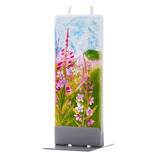 Fireweed in the Mountains Flatyz kézimunkával készült gyertya ajándék csomag fém tartótalppal